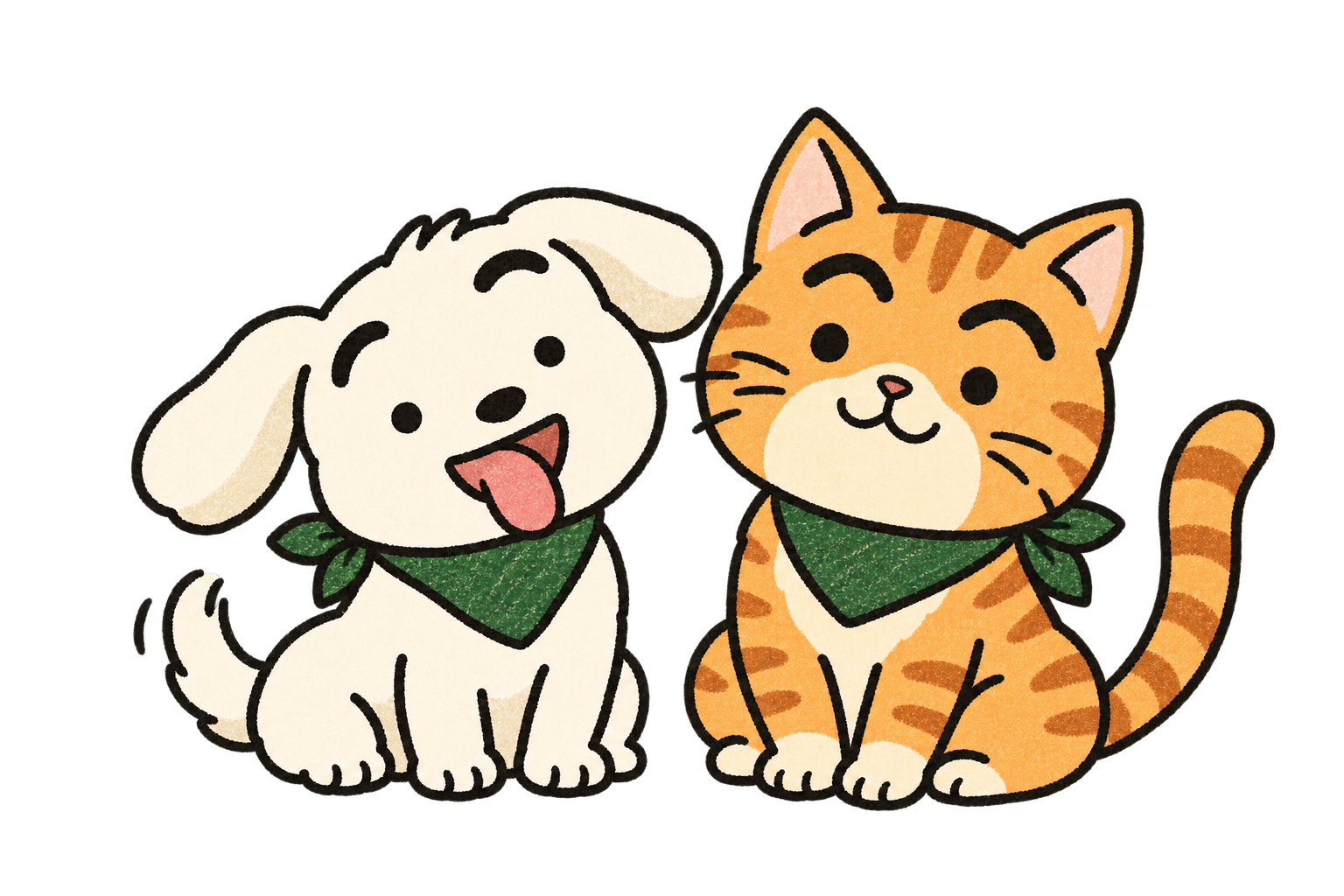小猫与小狗插画
